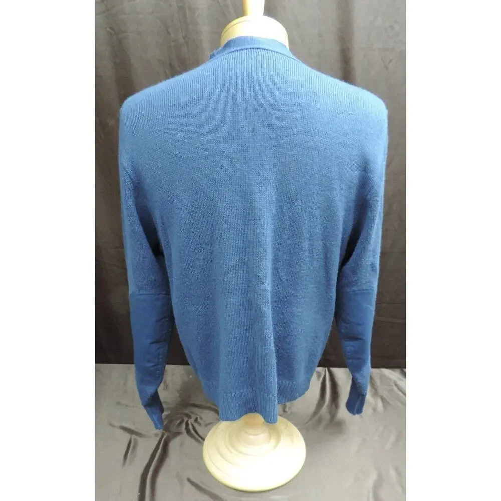 MEN'S size 46 R MILITARY EQUIP MEHLIN & ESTEY NAVY BLUE SWEATER ELBOW PATCHES